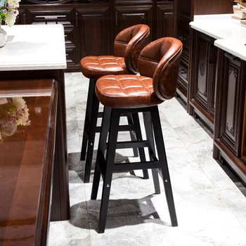 Высокий табурет C0094, домашний стул, барный стул, барный стол из массива дерева, легкий роскошный барный стол и стул, современный минималистичный высокий табурет b