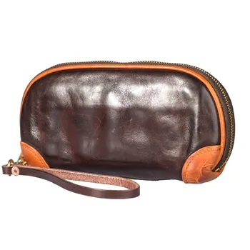 Высококачественная роскошная мужская сумка-клатч из натуральной кожи, модный винтажный простой держатель для карт из натуральной воловьей кожи, кошелек для телефона