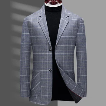 Высококачественное новое мужское пальто, Корейский повседневный мужской костюм среднего возраста, деловой повседневный мужской костюм в клетку, мужское пальто