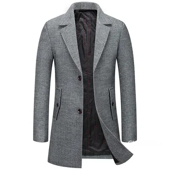 Высококачественные мужские зимние пальто, деловые повседневные тренчи, мужские кашемировые тренчи, шерстяные смеси, длинные зимние куртки, размер 4XL
