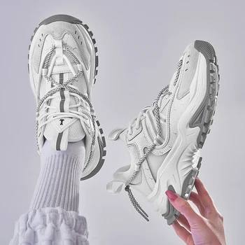 Высококачественные Мужские кроссовки для бега для женщин, брендовая спортивная обувь для бега Ourdoor, массивные кроссовки на толстой подошве, Светоотражающая обувь для бегунов