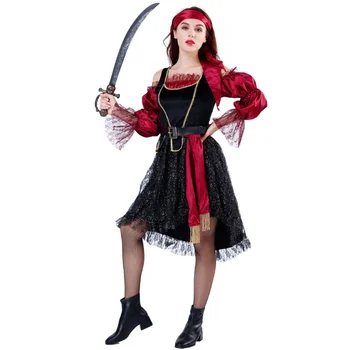 Высококачественный Костюм Капитана Пиратов на Хэллоуин, косплей, пиратское платье, одежда