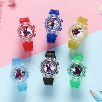 Горячая продажа Периферийных часов Marvel Spider Man, светящиеся часы, Модные трендовые часы для мальчиков и девочек, подарок на День защиты детей Оптом