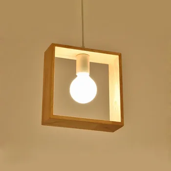 Деревянные геометрические подвесные светильники LED Креативный Потолочный светильник Промышленная Современная Подвесная Люстра для бара, кафе, Гостиной, Офисной комнаты