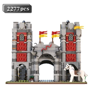 детский кирпичный замок, средневековая игрушка, строительные блоки, кирпичи, рыцарский замок, серия MOC, архитектура для детей, набор, совместимая башня