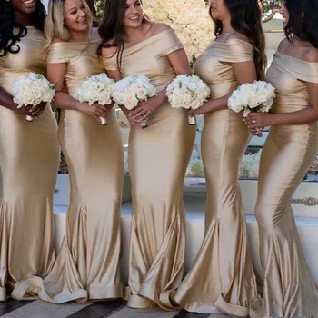 Длинные Платья Подружек Невесты из атласа цвета Шампанского, Платья для горничной без бретелек, Платья для гостей на свадьбу Длиной до пола
