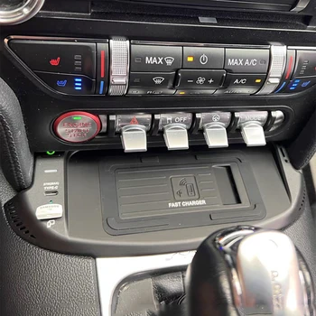 Для Ford Mustang 2015 2016 2017 2018 2019 2020 2021 15 Вт Автомобильное беспроводное зарядное устройство быстрое зарядное устройство для телефона панель зарядного устройства