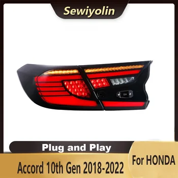 Для Honda Accord 10th Gen 2018-2022 Автомобильные светодиодные задние фонари в сборе Анимация запуска Подключи и играй 12 В DRL Светодиодная лампа