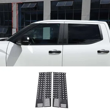 Для Toyota Tundra 2022-2023 Пикап Окна Автомобиля B-образная Центральная колонна Крышка Отделка Наклейка Алюминиевый сплав Черные аксессуары 4 шт.