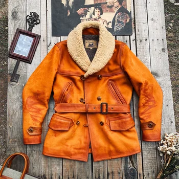 Европейский Американский размер, высококачественное супер теплое пальто из натуральной овечьей кожи, Мужская куртка-бомбер из овечьей шерсти большого размера B3, куртка-бомбер из мериносовой шерсти
