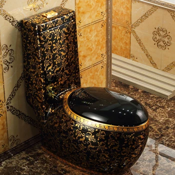 Европейский стиль неоклассический золотой туалет бытовой яйцевидной формы творческая личность черный туалет водосберегающий цветной туалет