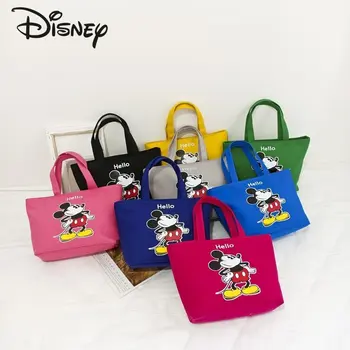 Женская сумка Disney Mickey, Модная Высококачественная Холщовая однотонная сумка Через плечо, Многофункциональная сумка для хранения и отдыха для мамы