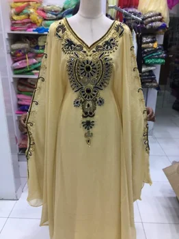Женское Изысканное платье с длинным рукавом из Марокканского Жоржета, Дубайское платье, Халат Фараша, Индийское платье Для женщин