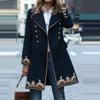 Женское осеннее Новое Модное Элегантное пальто Поло средней длины 2023 с принтом
