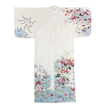 Женское Традиционное Кимоно с Поясом Оби, Белый Классический Винтажный халат Юката, Вечернее платье для фотосъемки в Японском стиле, Костюм для косплея