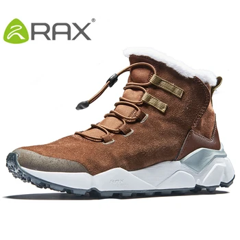 Зимние ботинки RAX, мужские спортивные кроссовки для активного отдыха, мужские Женские походные ботинки, водонепроницаемые треккинговые ботинки с плюшевой подкладкой, противоскользящие Toursim
