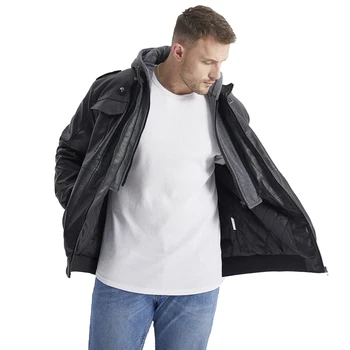 Зимняя мужская куртка, высококачественная повседневная мотоциклетная куртка из искусственной кожи, брендовая мужская теплая куртка, утолщенная съемная куртка с капюшоном