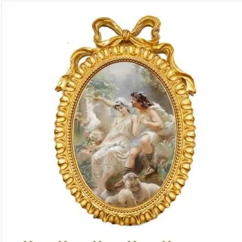 Золотая рамка для фотографий в европейском стиле, украшение домашней антикварной рамки для фотографий, настенное изделие ручной работы, рисунок из ткани для масляной живописи