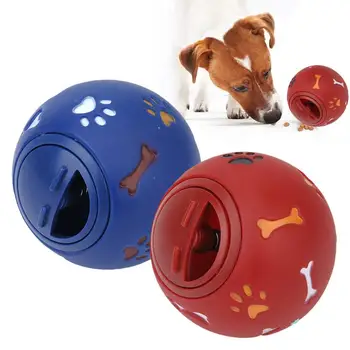 Игрушка для собак, Резиновый мяч, Диспенсер для жевания, Утечка пищи, Игровой мяч, Интерактивная игрушка для Тренировки Прорезывания зубов У домашних животных, Синие Красные шарики