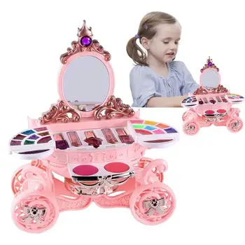 Игрушки для макияжа для девочек, Игровая коробка для косметики, набор игрушек для макияжа Принцессы для девочек, детская Губная помада, тени для век, Набор Водорастворимых игрушек