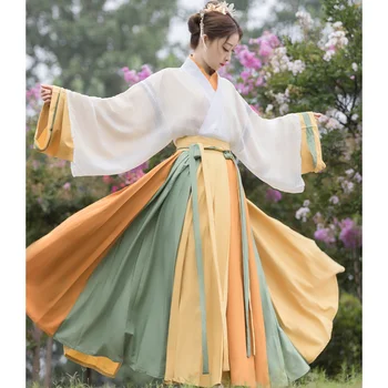 Индивидуальная Оригинальная Женская юбка Hanfu для Летнего Солнцестояния Mang Species Jin с Перекрестным воротником, Цельная юбка из трех частей длиной 9/12 метра
