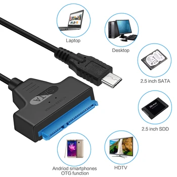 к кабелю USB 3.0 2.0 Скорость передачи данных до 6 Гбит/с для 2,5-дюймового внешнего жесткого диска SSD 22-контактный кабель Sata III