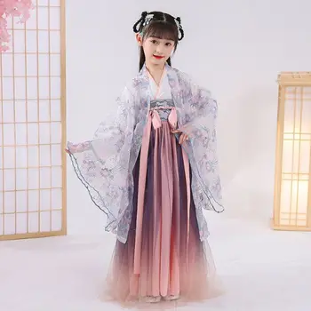 Китайская одежда, Детский костюм Hanfu, платье в китайском традиционном стиле для девочек, Модное платье Hanfu