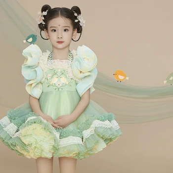 Китайские традиционные платья Hanfu для девочек, детский костюм феи, косплей, платья принцессы для народных танцев, костюм Танг HFT017