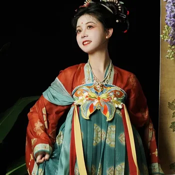 Китайское традиционное платье Hanfu, женский весенний костюм Tang System, юбка Ru длиной до груди, весенне-осенний комплект в национальном стиле