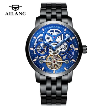 Классические мужские ретро-часы бренда AILANG, автоматические механические часы с турбийоном, водонепроницаемые военные наручные часы из нержавеющей стали