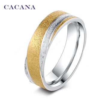 Кольца из нержавеющей стали CACANA Для женщин, модный блестящий песок на ювелирных изделиях Оптом № R25