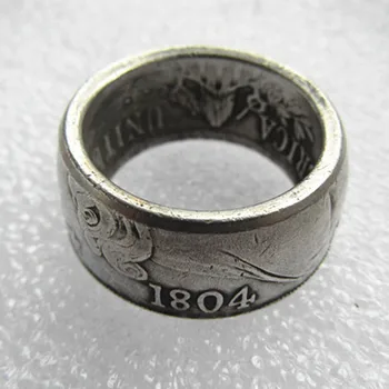 Кольцо с драпированным бюстом из американского доллара 1804, кольцо для монет из медно-никелевого сплава ручной работы, размеры 8-16
