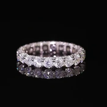 Кольцо с муассанитом цвета Eternity D, 100% Настоящее серебро 925 пробы, Обручальное кольцо Для женщин, свадебные украшения