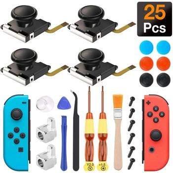 Комплект для замены джойстика Joycon 25в1 для Nintendo Switch Ns, Запчасти для ремонта левого и правого контроллера, 3D Аналоговый аксессуар для джойстика