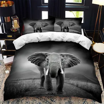 Комплект пододеяльников со слоном, комплект постельного белья с изображением диких животных размера 