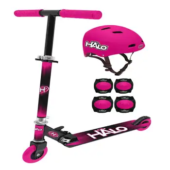 Комплект скутеров Rise Above из 6 предметов - розовый - В том числе 1 рядный скутер премиум-класса, 1 мультиспортивный шлем с регулируемым размером, 2 налокотника