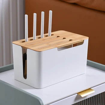 Коробка для хранения маршрутизатора Концентратор из бамбука и дерева Беспроводная телевизионная приставка Wifi, освобожденное место для размещения и хранения Простой в использовании Прочный