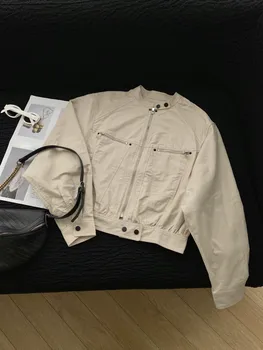 Короткая куртка с застежкой-молнией, повседневная мода 2023, лето, новый стиль 0324