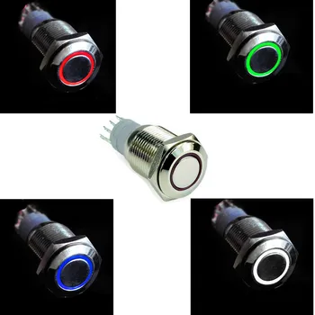 Красный + Зеленый + Синий + белый 16 мм Отверстие 12V LED Angel Eye Кнопочный Металлический Переключатель ВКЛ/ВЫКЛ для Автомобиля Лодки