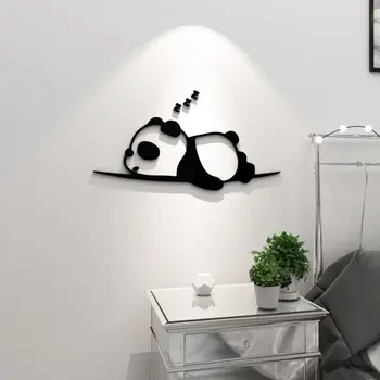 Креативные 3D наклейки на стену с милой мультяшной пандой, акриловые самоклеящиеся наклейки, прикроватные наклейки для спальни, наклейки на стены, обои 