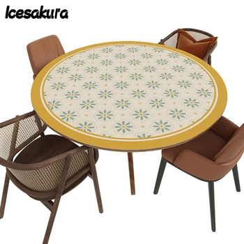 Круглая Скатерть в американском этническом стиле, водонепроницаемый и легко моющийся коврик для стола из кожи ПВХ, домашний коврик для круглого стола