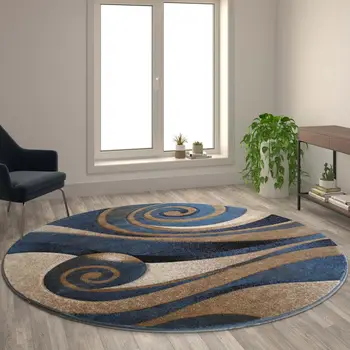 Круглый Коврик размером 8x8 дюймов, Современные домашние ковры с круглым рисунком для спальни, коврики для гостиной, украшение дома