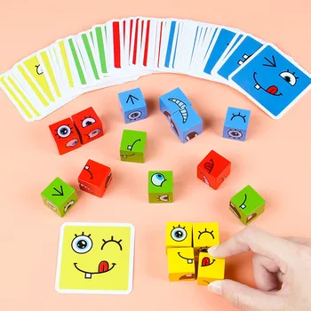 Кубические игровые игрушки, Развивающие логические игры, Таблица для сборки блоков, Обучающие кубики, Интерактивный смайлик на лицевой панели