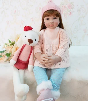 Кукла Bebes настоящая 58 см возрожденная малышка девочка розовая принцесса детская силиконовая игрушка из очень мягкой ткани для тела девочка кукла Рождественский подарок для ребенка
