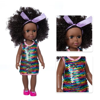 Куклы поп-блеск Платье Костюм Африканский новорожденный силиконовый винил 35 см 14 дюймов девочка пупи boneca детские мягкие игрушки девочка тоддер