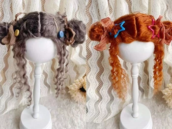 Кукольные парики для Blythe Qbaby из мохера с мелкими коричневыми кудряшками, скульптурный парик 9-10 дюймов, обстоятельства головы