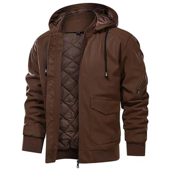 Куртка из искусственной кожи, мужские пальто, Брендовая Высококачественная верхняя одежда из искусственной кожи, Мужская деловая зимняя куртка из искусственного меха