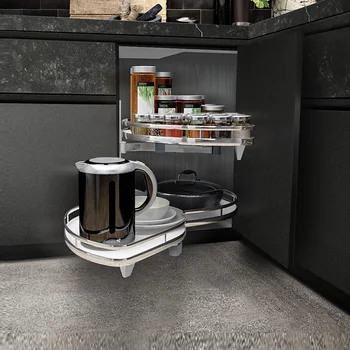 Кухонный шкаф из нержавеющей стали, Корзина для НЛО, Маленький монстр, Угловая функция, Двухслойная корзина