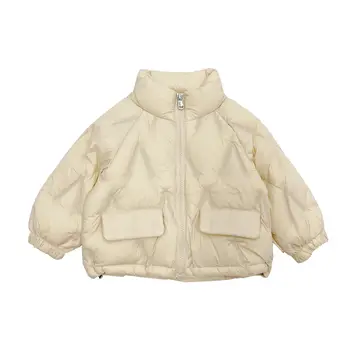 Легкая зимняя пуховая хлопчатобумажная куртка для мальчиков и девочек 2023 года, Детское толстое пальто, осенне-зимняя одежда для малышей, одежда с хлопковой подкладкой