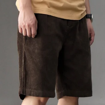 Летние вельветовые шорты в американском стиле в стиле ретро, мужские модные, из 100% хлопка, выстиранные, Прямые, тяжелые, Свободные, повседневные, 5-точечные брюки